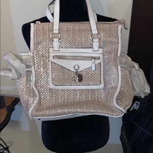 JUICY COUTURE summer silver raffia handbag